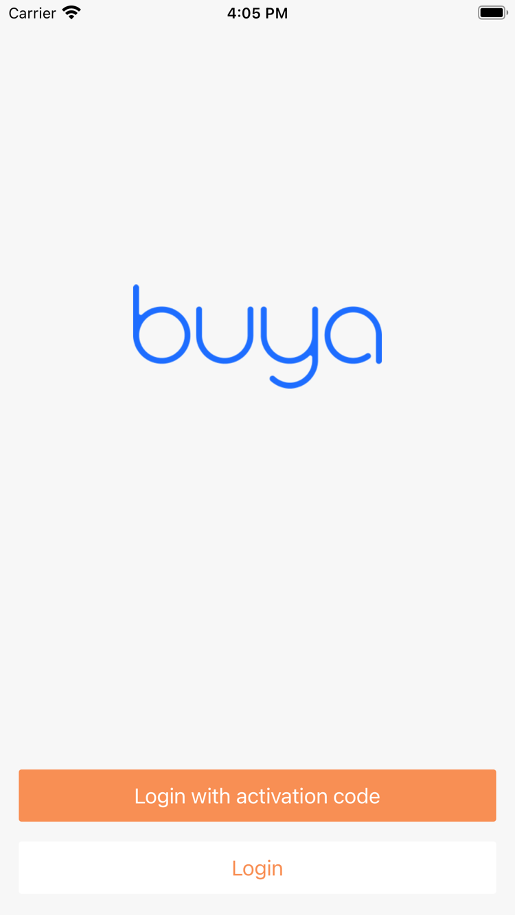 Buya marketplace app screenshot showing featured listings of secondhand merchandise and firearms
